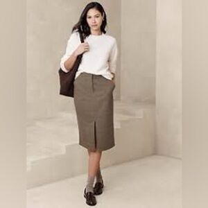 Banana republic glen plaid midi skirt